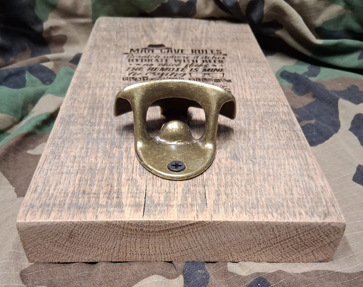 Man Cave Reclaimed Wood Wall Mounted Bottle Opener