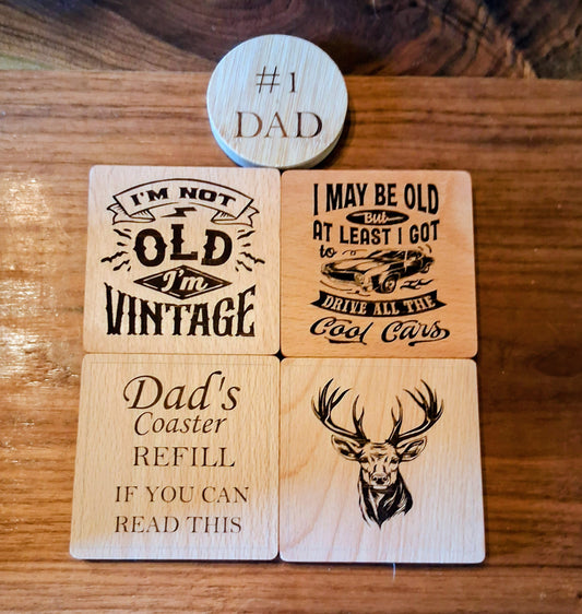 Father's Day Coaster & Bottle Opener Set