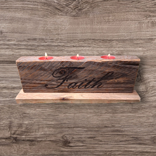 Customizable 3 Candle Reclaimed Wood Display