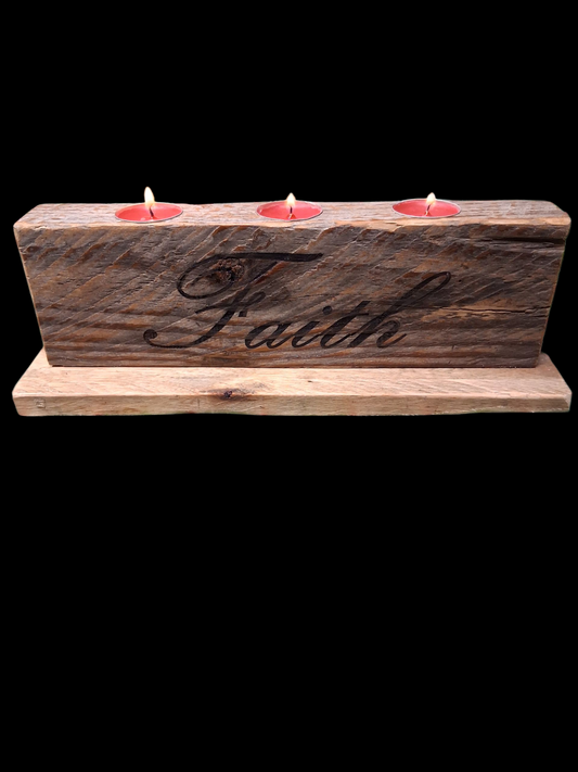 Customizable 3 Candle Reclaimed Wood Display
