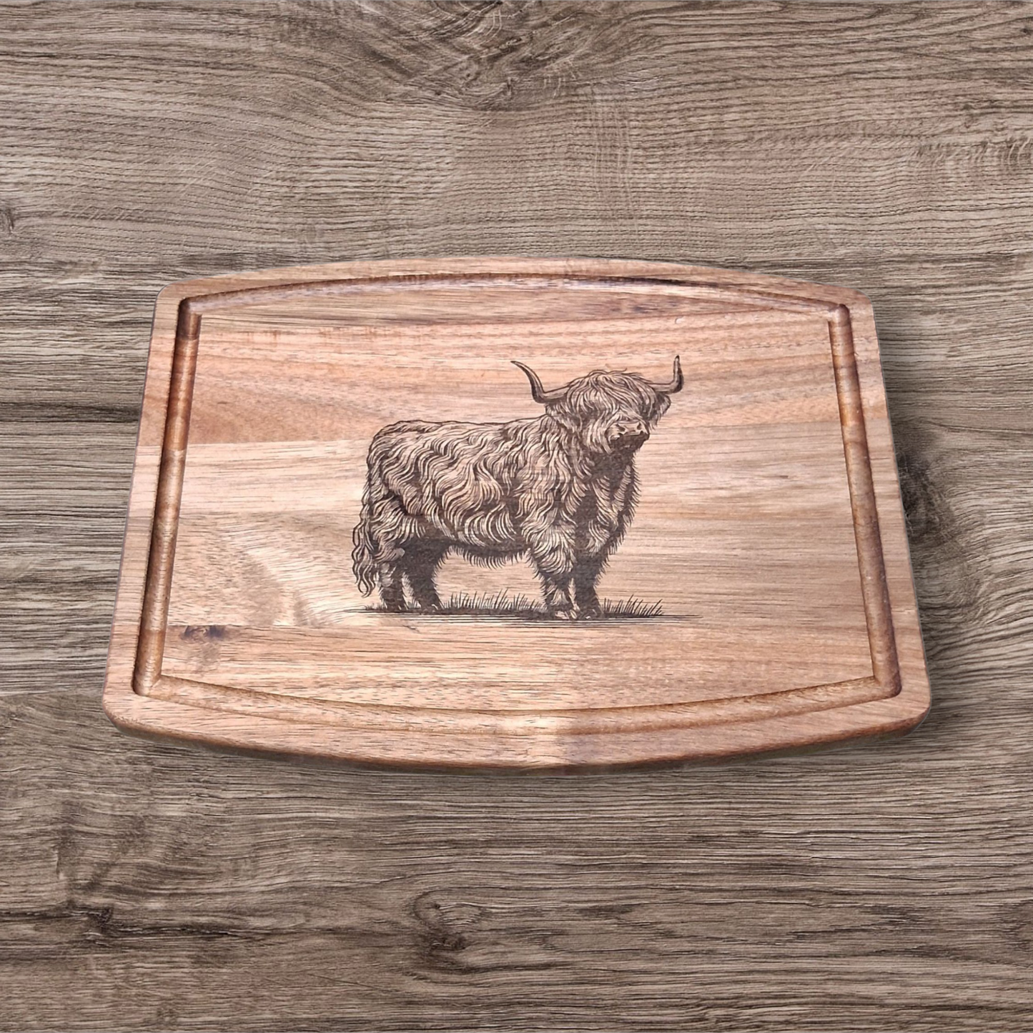 Scottish Highland Acacia Wood Charcuterie Board